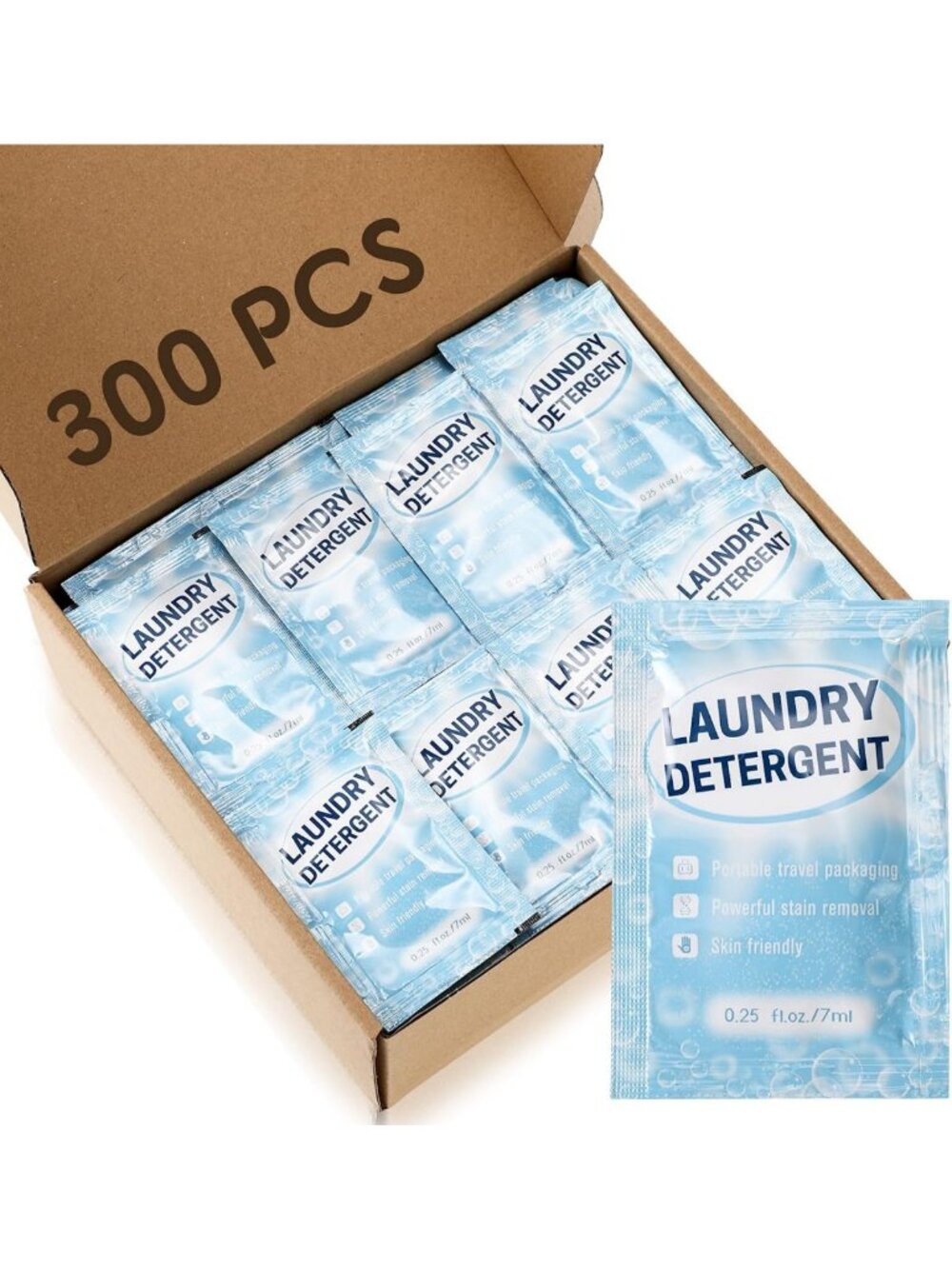 300 Travel Laundry Detergent Packets - Convenient, Eco-Friendly, Portable Clean